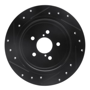 Subaru Legacy Brake Rotor (1) - Rear Right - R1 Concepts - Drilled & Slotted - Black - `05-`09